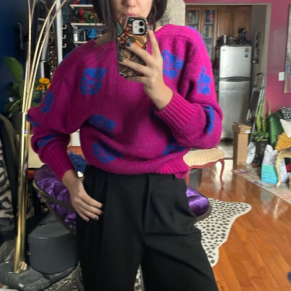 Vintage Fuchsia Cardigan sweater  - size S/m